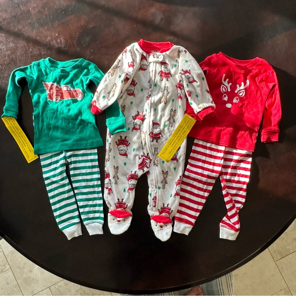 Holiday Baby PJ Set - Green, Red, and White, Size 6 Months